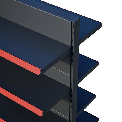 Antrasit Metal Çift Yönlü Orta Reyon 4 Katlı 4'li Birleşik  Market Raf Sistemi | Market Rafı | G360CM Yükseklik H140 CM| Raffar