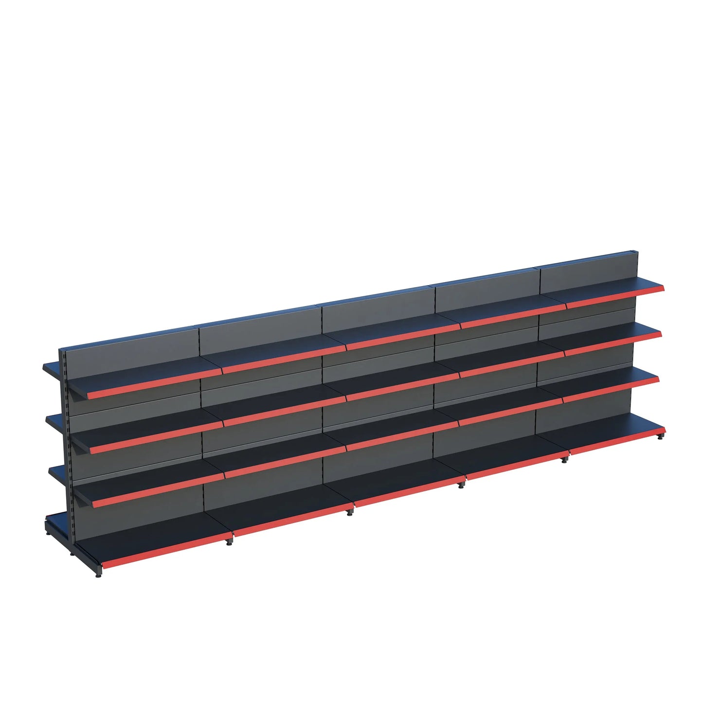 Antrasit Metal Çift Yönlü Orta Reyon 4 Katlı 5'li Birleşik  Market Raf Sistemi | Market Rafı | G450CM Yükseklik H140 CM| Raffar