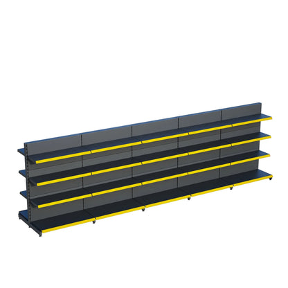 Antrasit Metal Çift Yönlü Orta Reyon 4 Katlı 5'li Birleşik  Market Raf Sistemi | Market Rafı | G450CM Yükseklik H140 CM| Raffar