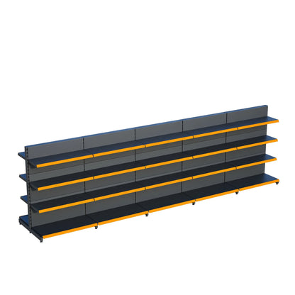 Antrasit Metal Çift Yönlü Orta Reyon 4 Katlı 5'li Birleşik  Market Raf Sistemi | Market Rafı | G450CM Yükseklik H140 CM| Raffar