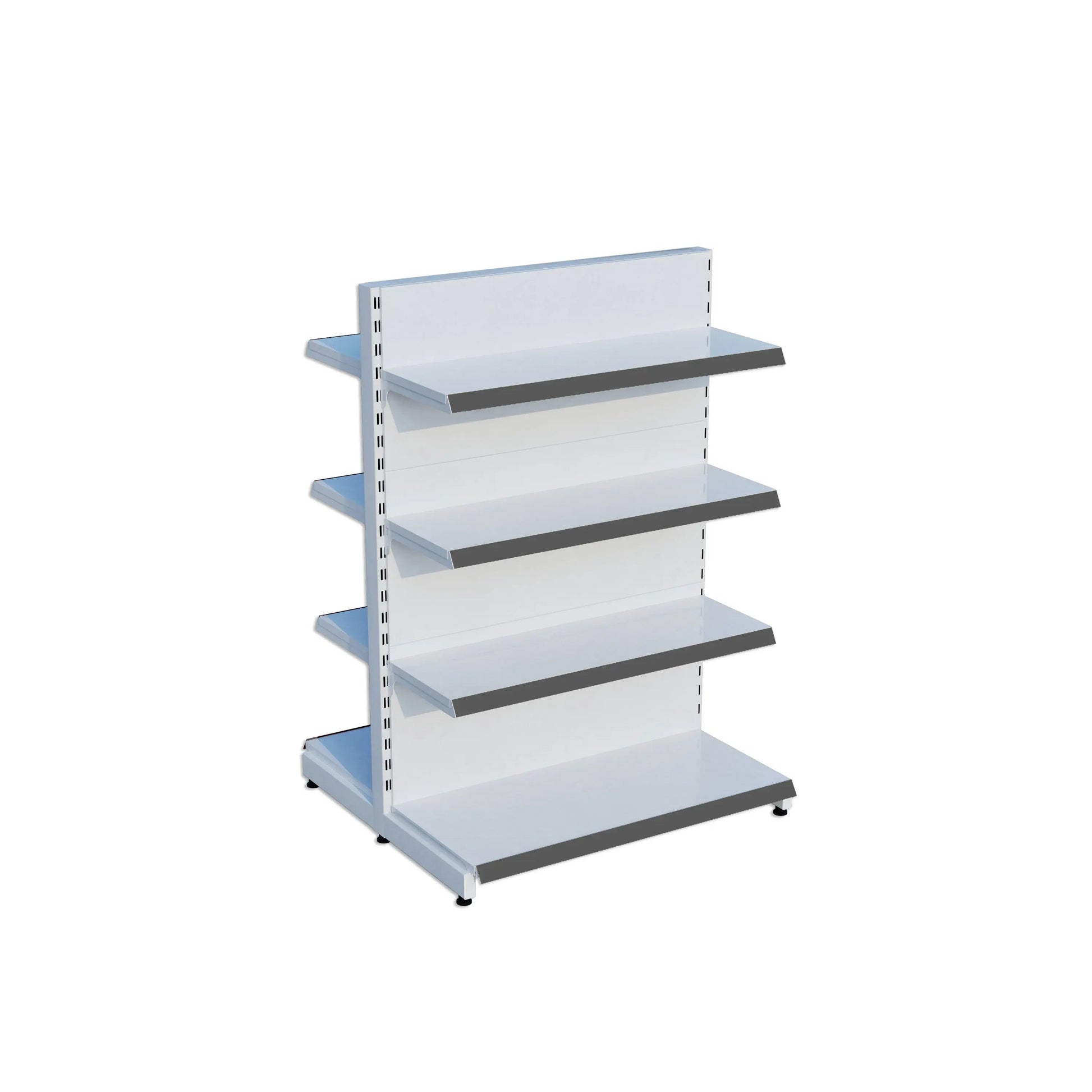 Beyaz Metal Çift Yönlü Orta Reyon 4 Katlı Market Raf Sistemi | Market Rafı | G90CM Yükseklik H140 CM| Raffar