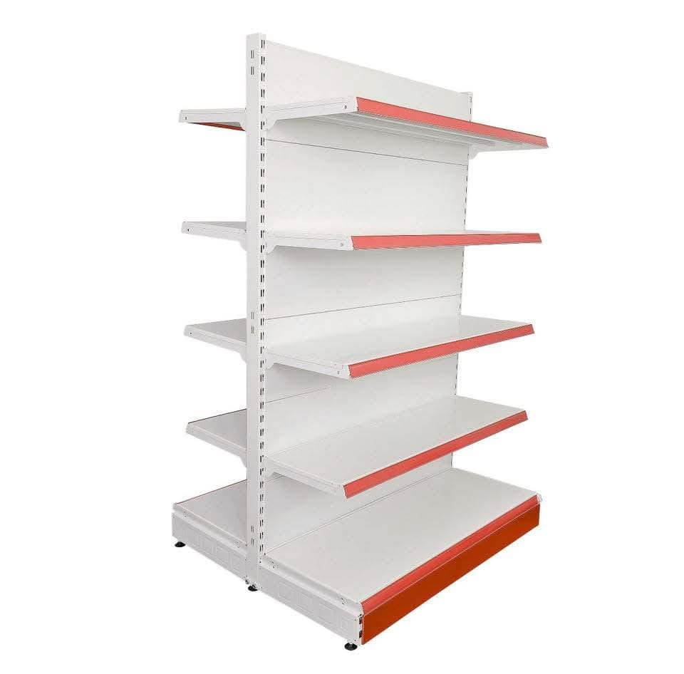 Raft de feronerie perforat – 2 niveluri alb, o singură unitate – L90 × Î220 × A30/40 cm