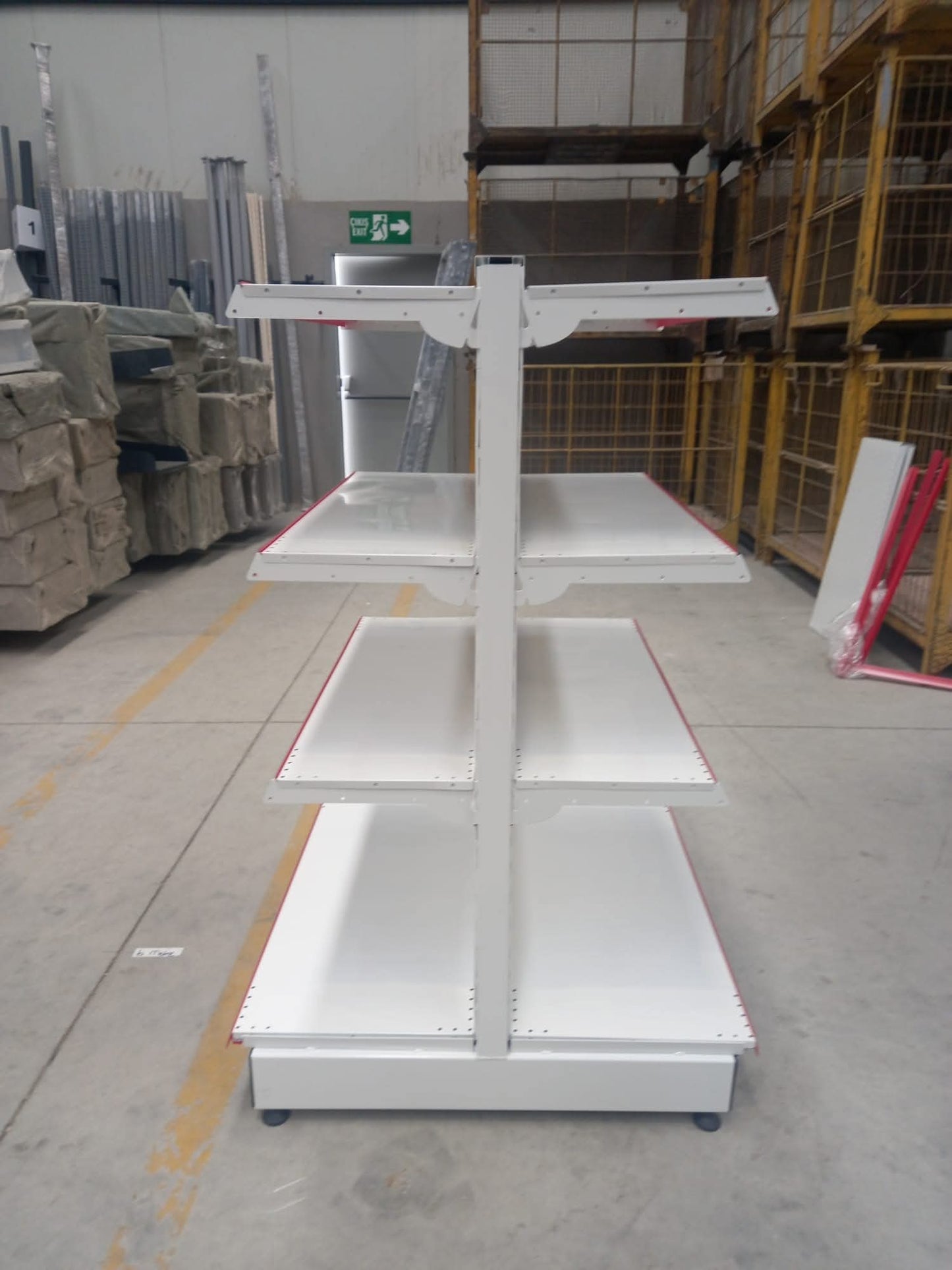 Raft de feronerie perforat – 2 niveluri alb, o singură unitate – L90 × Î220 × A30/40 cm