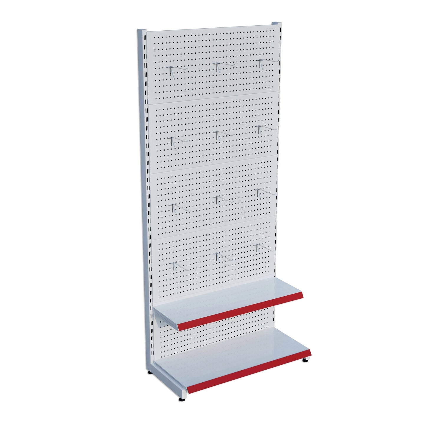 Beyaz Metal Delikli 2 Katlı Market Raf Sistemi | Hırdavat Rafı | G90CM Yükseklik H220 CM|