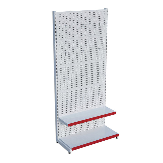 Beyaz Metal Delikli 2 Katlı Market Raf Sistemi | Hırdavat Rafı | G90CM Yükseklik H220 CM|