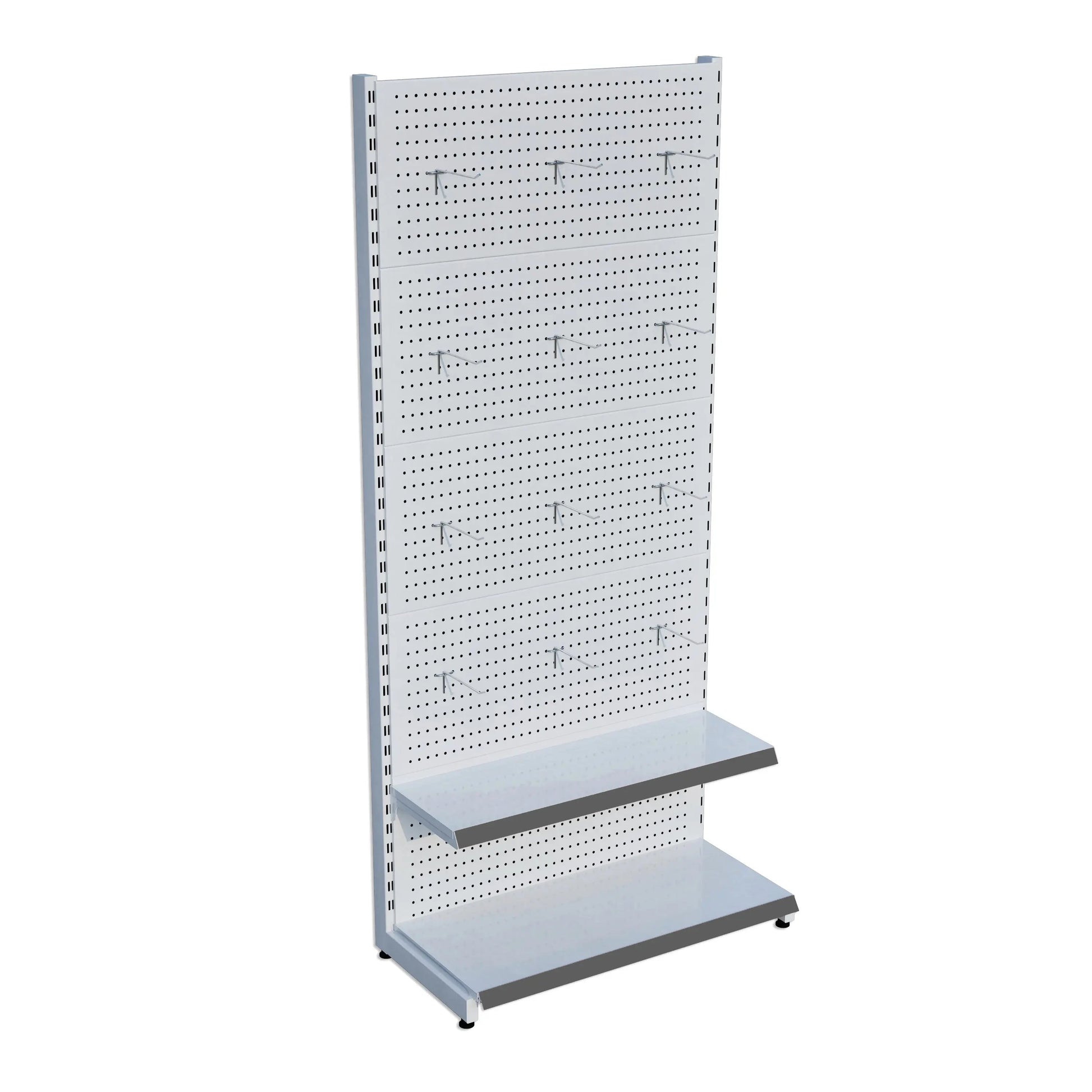 Beyaz Metal Delikli 2 Katlı Market Raf Sistemi | Hırdavat Rafı | G90CM Yükseklik H220 CM| Raffar