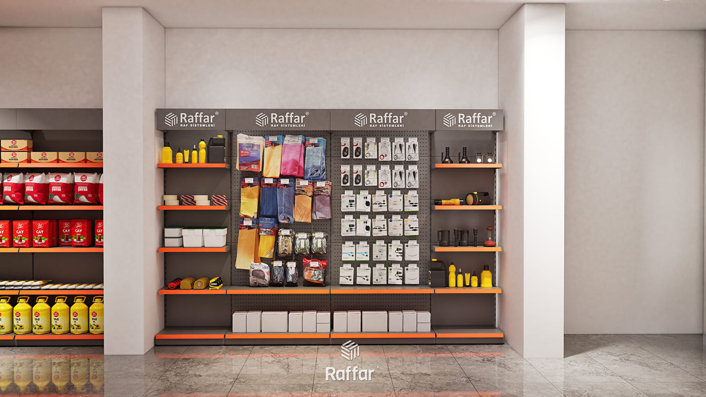 Market Rafı İlave Raf Tablası ve Konsol Takımı – Beyaz – W90 × D30 cm