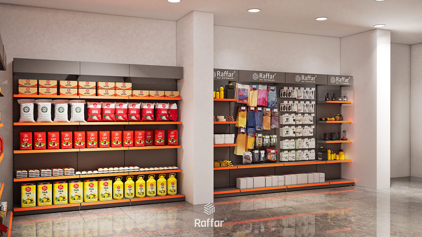 Market Rafı İlave Raf Tablası ve Konsol Takımı – Beyaz – W90 × D30 cm