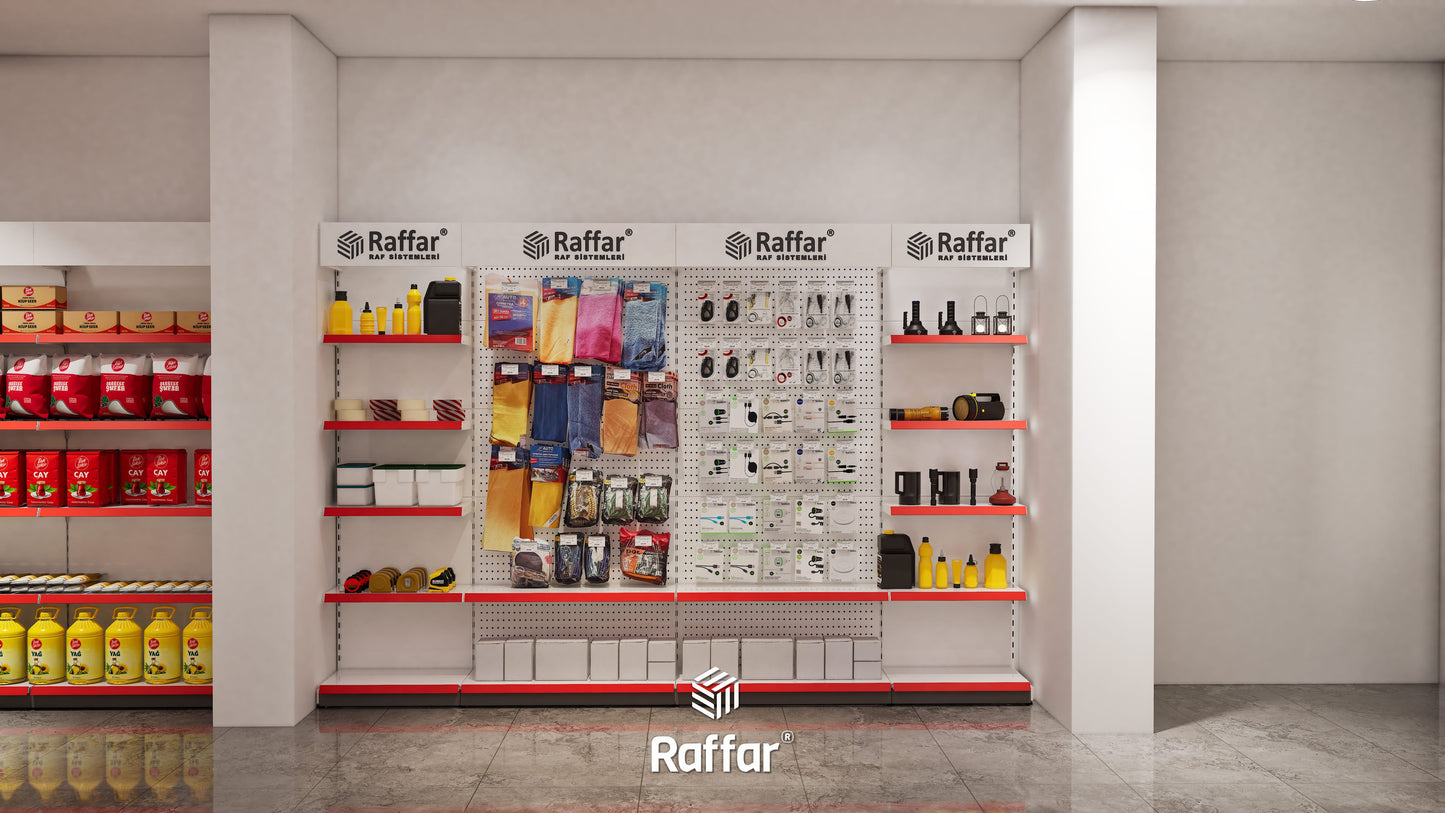 Market Rafı İlave Raf Tablası ve Konsol Takımı – Beyaz – W90 × D30 cm