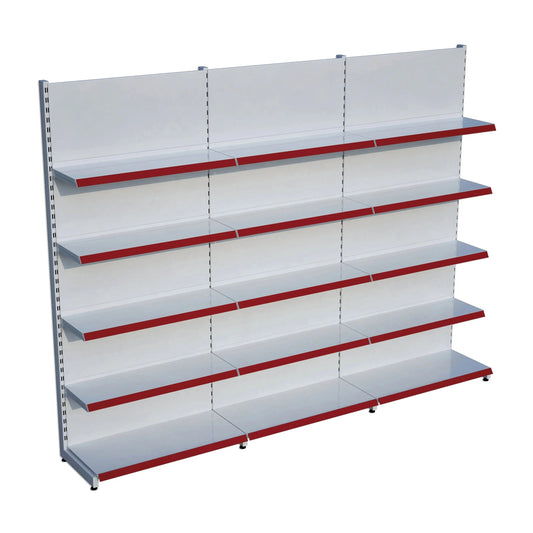 Beyaz Metal 5 Katlı 3'lü Birleşik Katlı Market Raf Sistemi | Market Rafı | G270CM Yükseklik H220 CM| Raffar