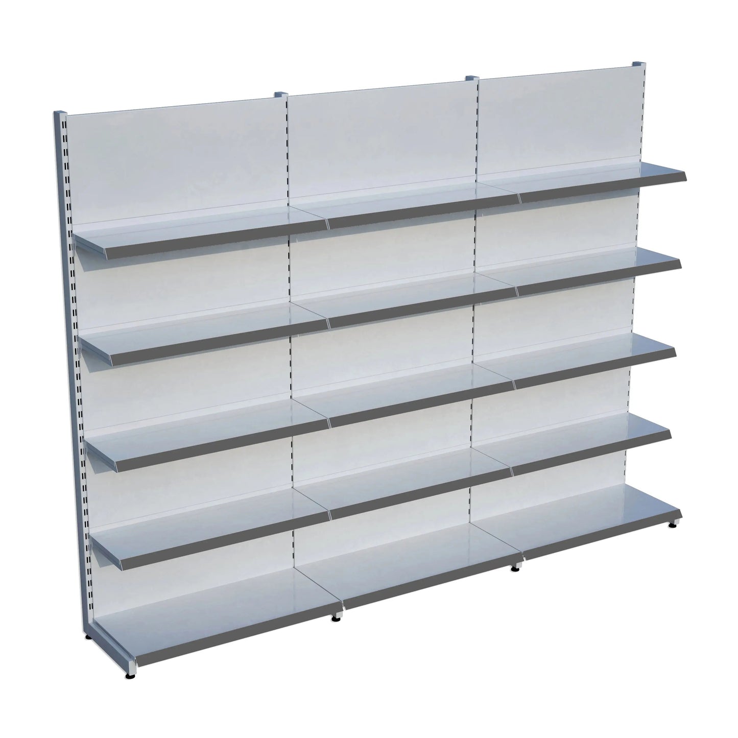 Beyaz Metal 5 Katlı 3'lü Birleşik Katlı Market Raf Sistemi | Market Rafı | G270CM Yükseklik H220 CM| Raffar