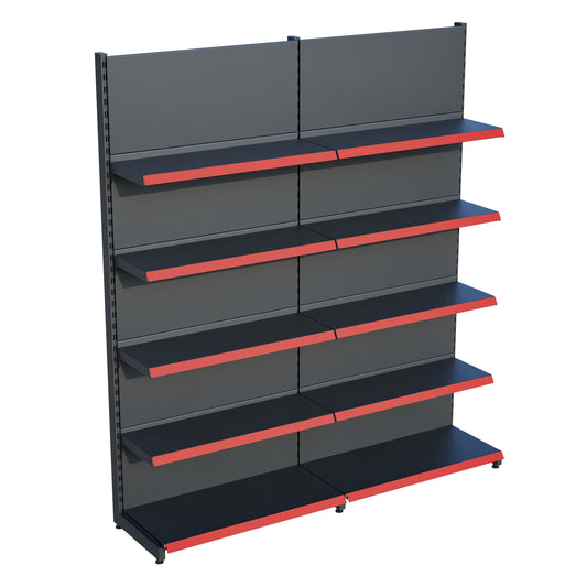 Antrasit Siyah Metal 5 Katlı 2'li Birleşik Katlı Market Raf Sistemi | Market Rafı |  G180CM Yükseklik H220 CM|