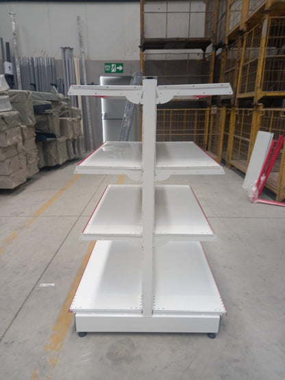 Raft accesorii perforat – 2 nivele alb, 4 unități – L360 × Î220 × A30/40 cm