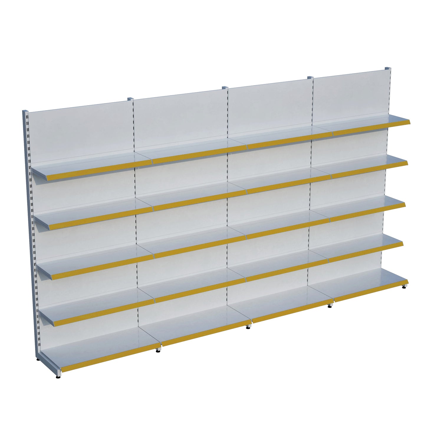 Beyaz Metal 5 Katlı 4'lü Birleşik Katlı Market Raf Sistemi | Market Rafı | G360CM Yükseklik H220 CM|