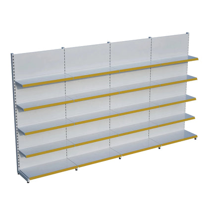 Beyaz Metal 5 Katlı 4'lü Birleşik Katlı Market Raf Sistemi | Market Rafı | G360CM Yükseklik H220 CM| Raffar