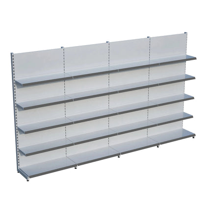 Beyaz Metal 5 Katlı 4'lü Birleşik Katlı Market Raf Sistemi | Market Rafı | G360CM Yükseklik H220 CM| Raffar