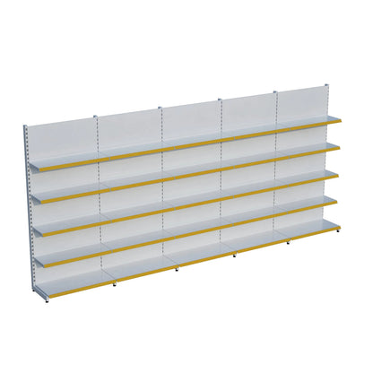 Beyaz Metal 5 Katlı 5'lİ Birleşik Katlı Market Raf Sistemi | Market Rafı | G450CM Yükseklik H220 CM| Raffar