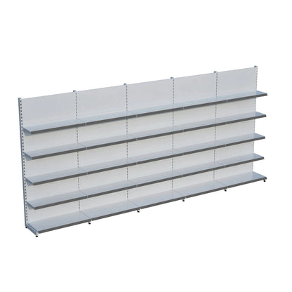 Beyaz Metal 5 Katlı 5'lİ Birleşik Katlı Market Raf Sistemi | Market Rafı | G450CM Yükseklik H220 CM| Raffar