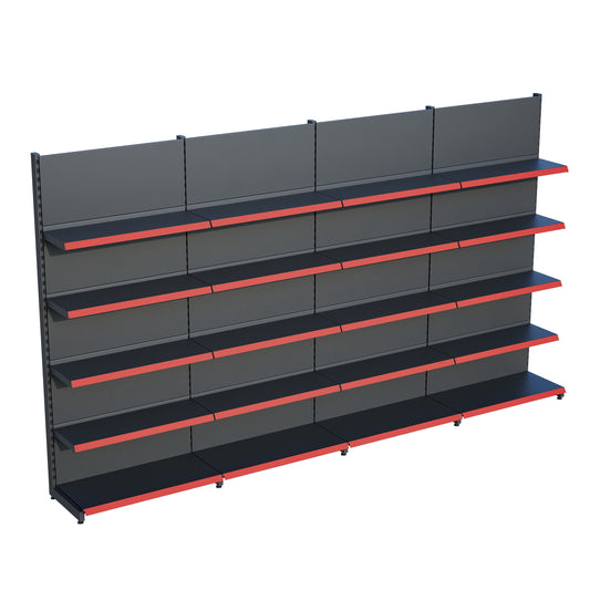 Antrasit Siyah Metal 5 Katlı 4'lü Birleşik Katlı Market Raf Sistemi | Market Rafı | G360 CMYükseklik H220 CM|