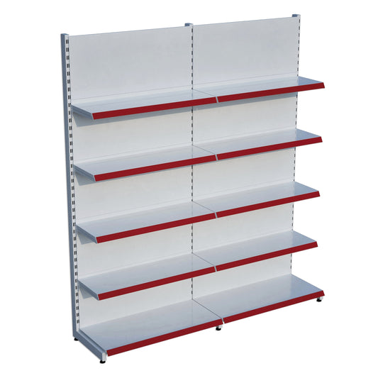 Beyaz Metal 5 Katlı 2'li Birleşik Katlı Market Raf Sistemi | Market Rafı | G180CM Yükseklik H220 CM|