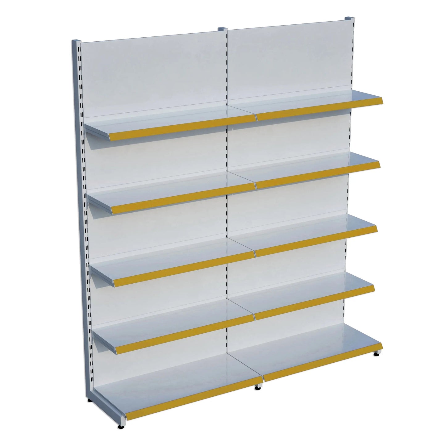 Beyaz Metal 5 Katlı 2'li Birleşik Katlı Market Raf Sistemi | Market Rafı | G180CM Yükseklik H220 CM| Raffar