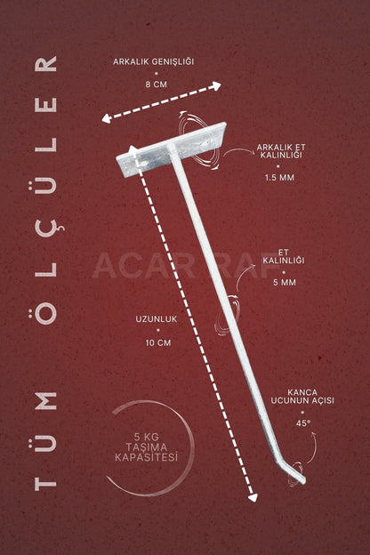 Duvar Kancası 10 Adet 10 Cm Duvar Ve Suntaya Monte Askı Tel Çubuk