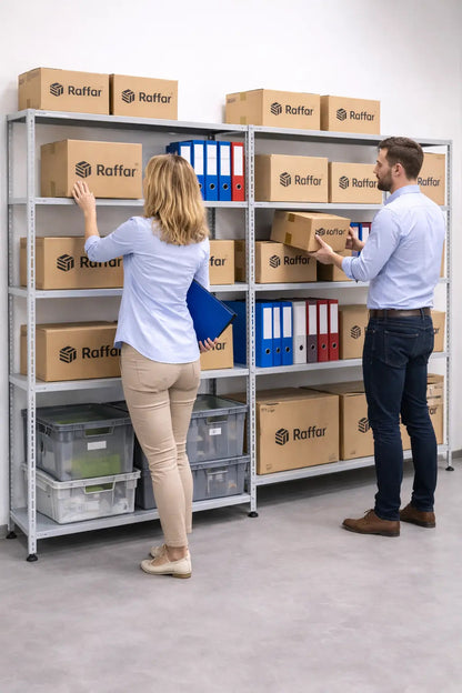 Galvaniz 3 Katlı 4Lü Birleşik Arşiv Raf Sistemi - Çelik Raf - Metal Raf Raffar