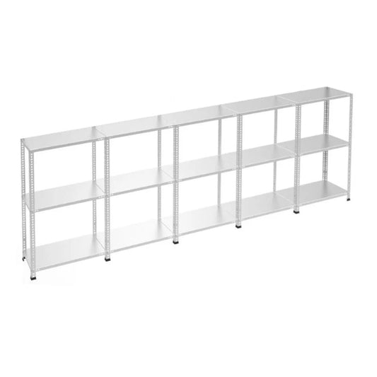 Galvaniz 3 Katlı 5Li Birleşik Arşiv Raf Sistemi - Çelik Raf - Metal Raf
