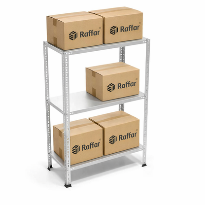 Galvaniz 3 Katlı Arşiv Raf Sistemi - Çelik Raf - Metal Raf