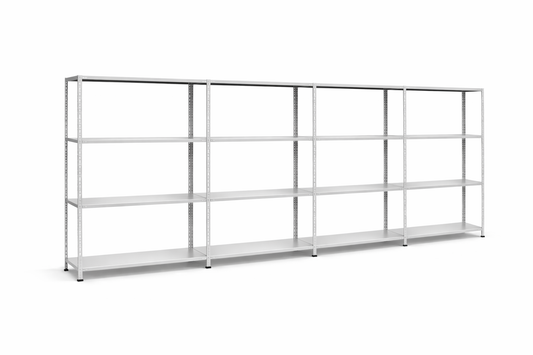 Galvaniz 4 Katlı 4Lü Birleşik Arşiv Raf Sistemi - Çelik Raf - Metal Raf