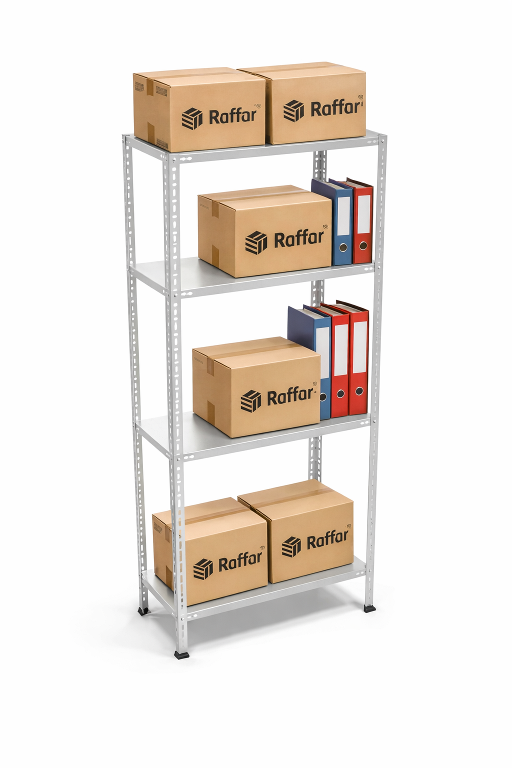 Galvaniz 4 Katlı Arşiv Raf Sistemi - Çelik Raf - Metal Raf