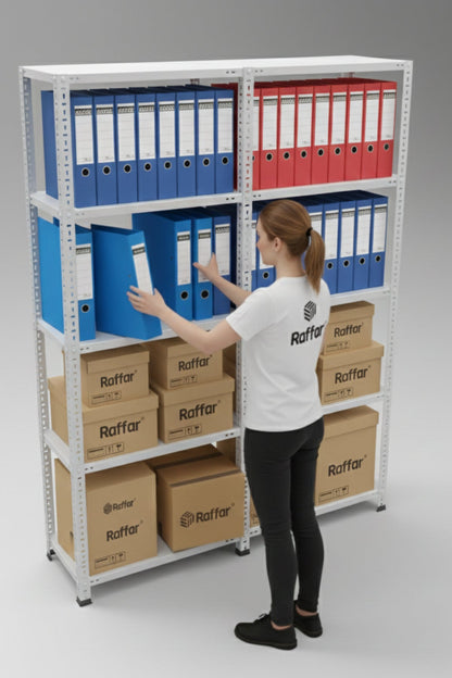 Galvaniz 5 Katlı 2Li Birleşik Arşiv Raf Sistemi - Çelik Raf - Metal Raf