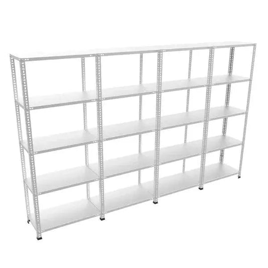 Galvaniz 5 Katlı 4Lü Birleşik Arşiv Raf Sistemi - Çelik Raf - Metal Raf Raffar