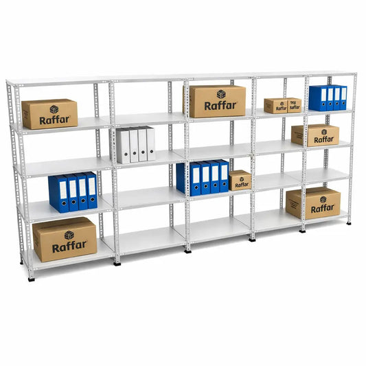 Galvaniz 5 Katlı 5Li Birleşik Arşiv Raf Sistemi - Çelik Raf - Metal Raf Raffar