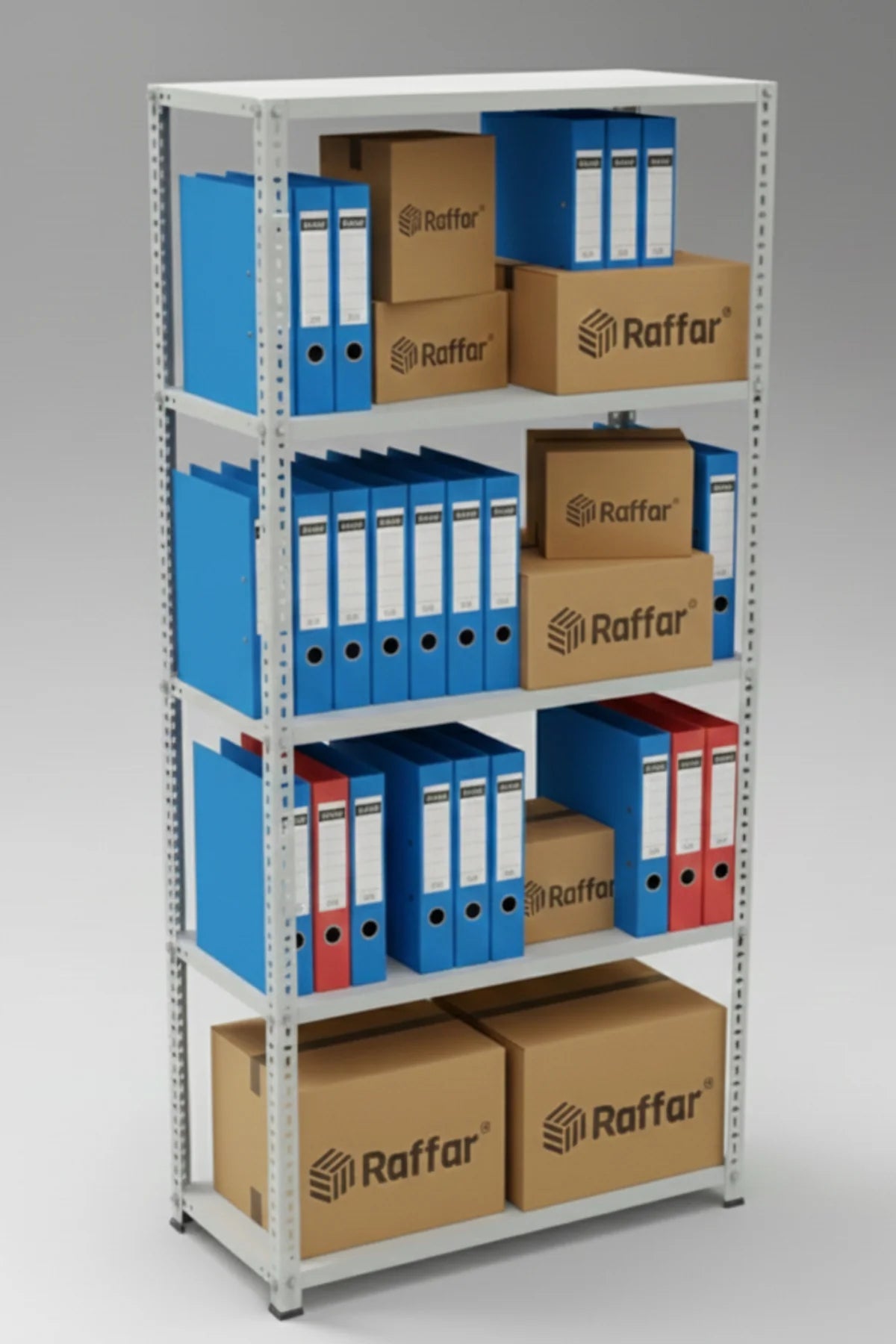 Galvaniz 5 Katlı Arşiv Raf Sistemi - Çelik Raf - Metal Raf