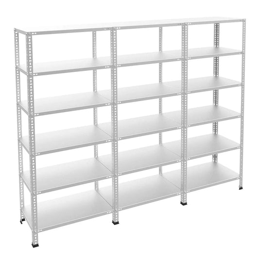 Galvaniz 6 Katlı 3Lü Birleşik Arşiv Raf Sistemi - Çelik Raf - Metal Raf
