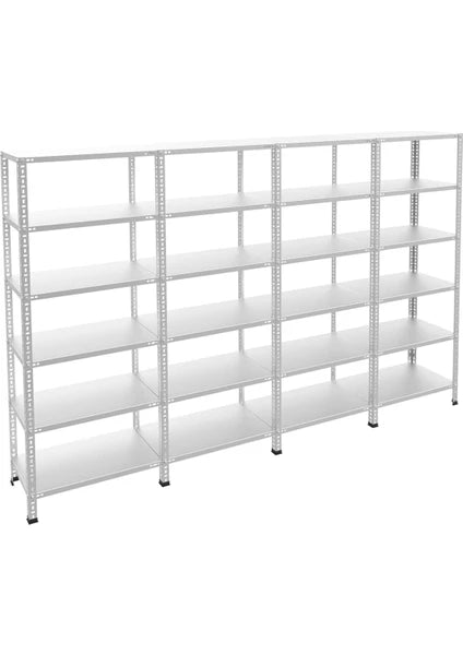 Galvaniz 6 Katlı 4Lü Birleşik Arşiv Raf Sistemi - Çelik Raf - Metal Raf