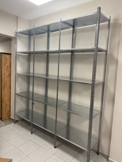 Galvaniz 7 Katlı 2Li Birleşik Arşiv Raf Sistemi - Çelik Raf - Metal Raf