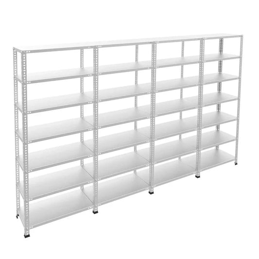Galvaniz 7 Katlı 4Lü Birleşik Arşiv Raf Sistemi - Çelik Raf - Metal Raf