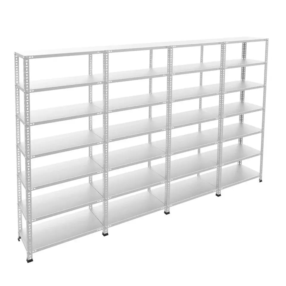 Galvaniz 7 Katlı 4Lü Birleşik Arşiv Raf Sistemi - Çelik Raf - Metal Raf Raffar