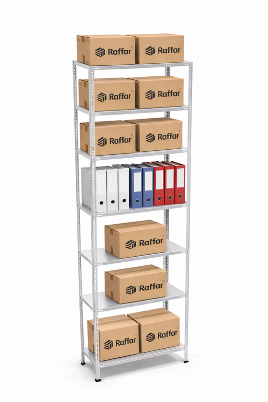 Galvaniz 7 Katlı Arşiv Raf Sistemi - Çelik Raf - Metal Raf