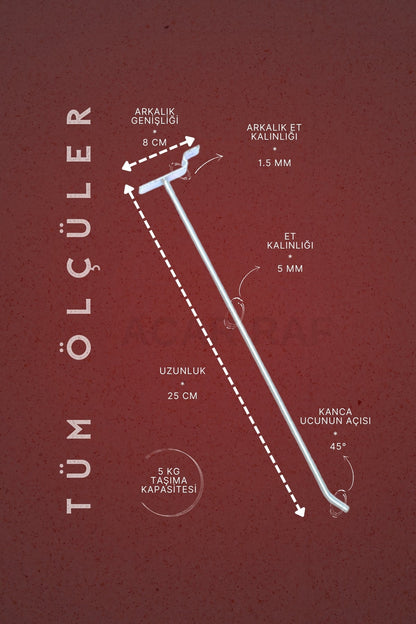 Kanal Kanca 25 Adet 25 Cm Pano Ve Lambiri Panel Uyumlu Tel Askı