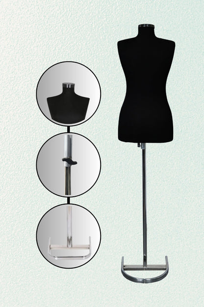 Terzi Mankeni Süngerli Prova Mankeni Siyah Kumaş Kaplamalı 36 Beden