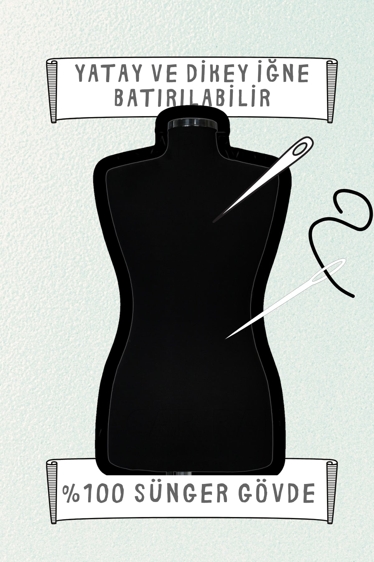 Terzi Mankeni Süngerli Prova Mankeni Siyah Kumaş Kaplamalı 36 Beden