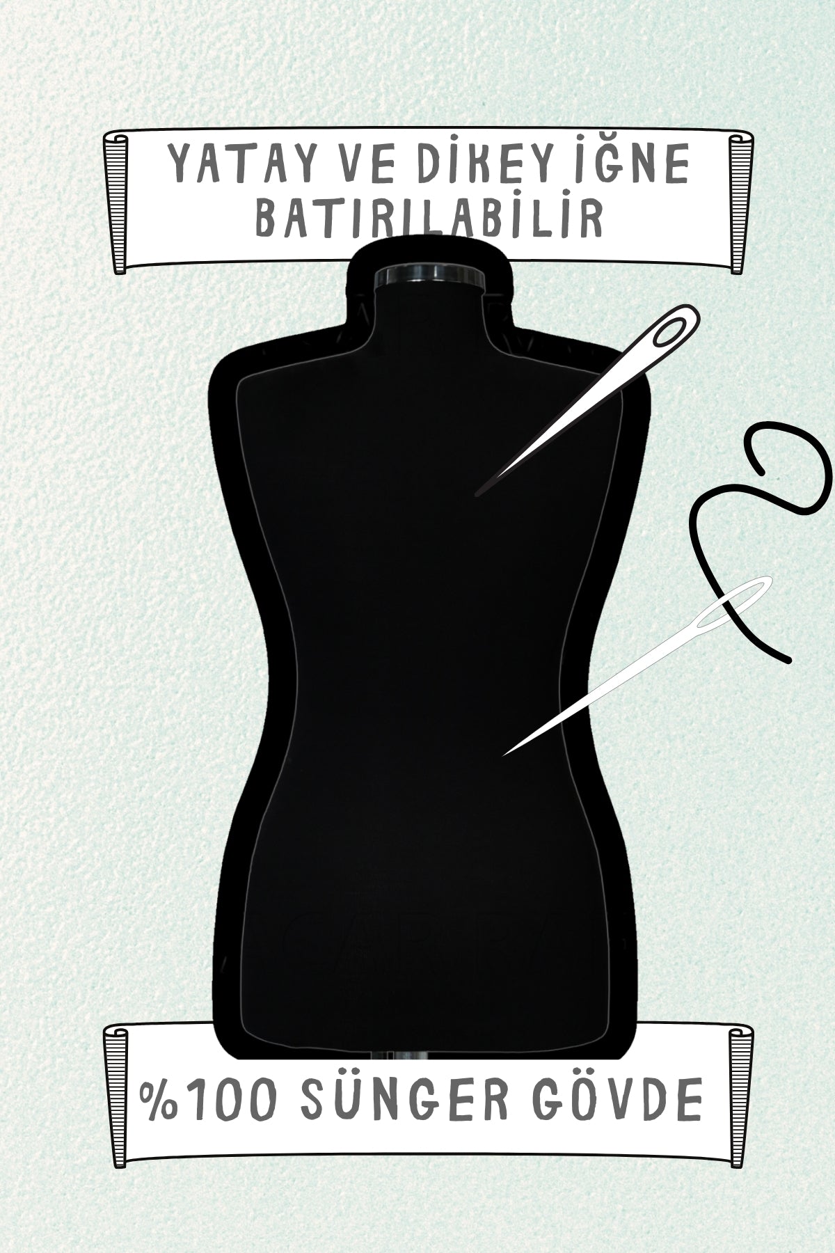 Terzi Mankeni Süngerli Prova Mankeni Siyah Kumaş Kaplamalı 40 Beden