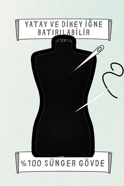 Terzi Mankeni Süngerli Prova Mankeni Siyah Kumaş Kaplamalı 42 Beden