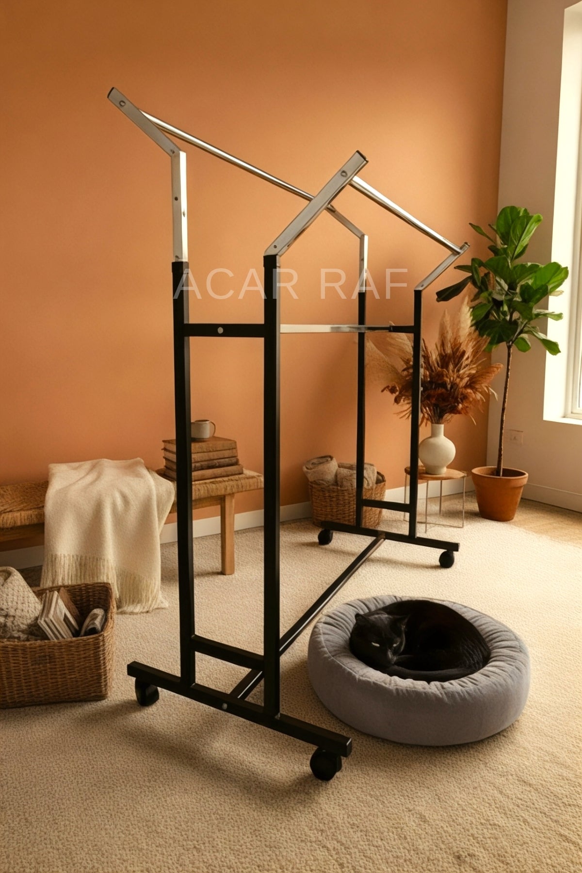 V Ayarlı Askılık Ayarlanabilir Krom Giysi Ve Elbise Askılığı Tekerlekli Mağaza Askılığı