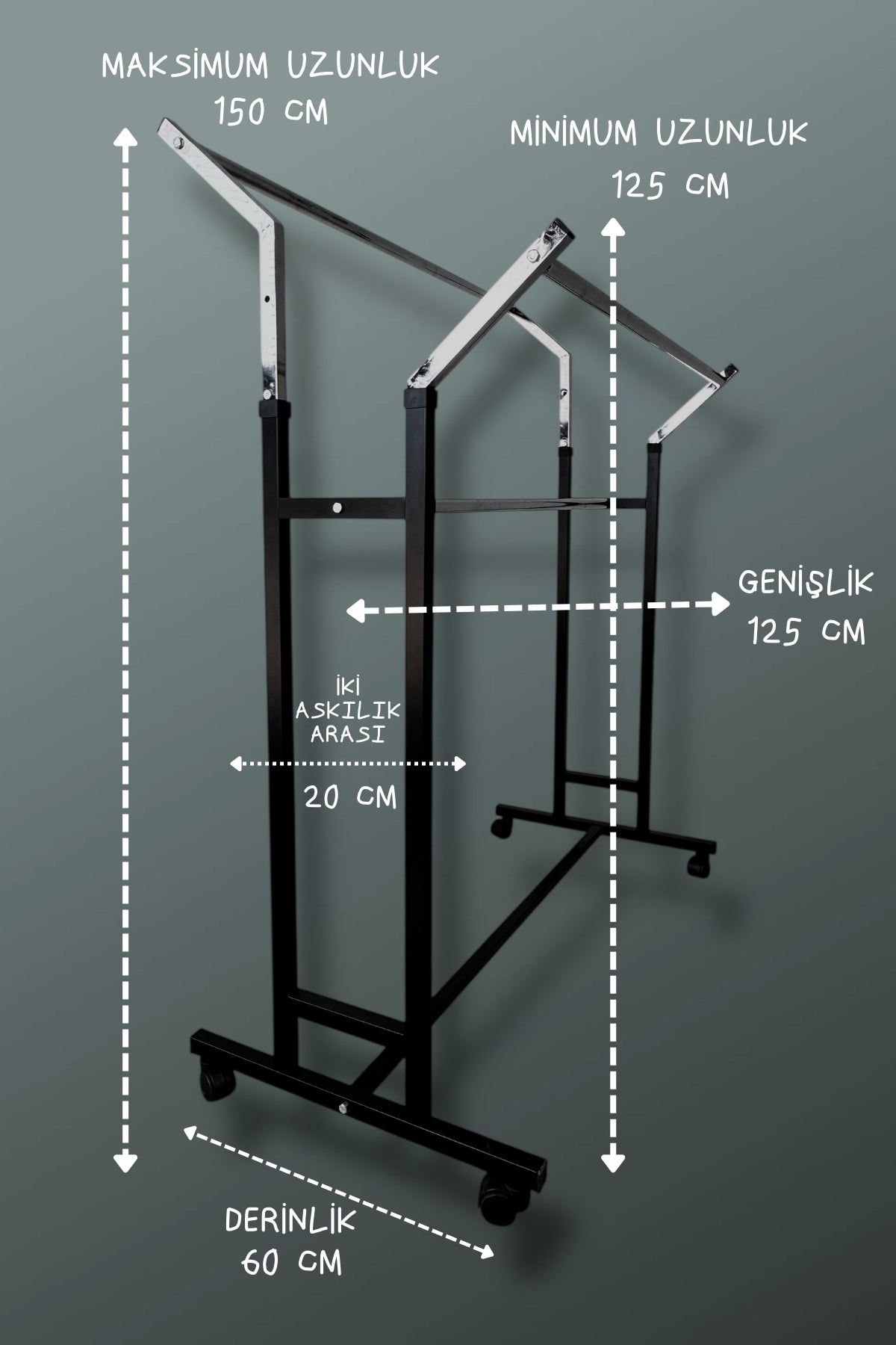 V Ayarlı Askılık Ayarlanabilir Krom Giysi Ve Elbise Askılığı Tekerlekli Mağaza Askılığı