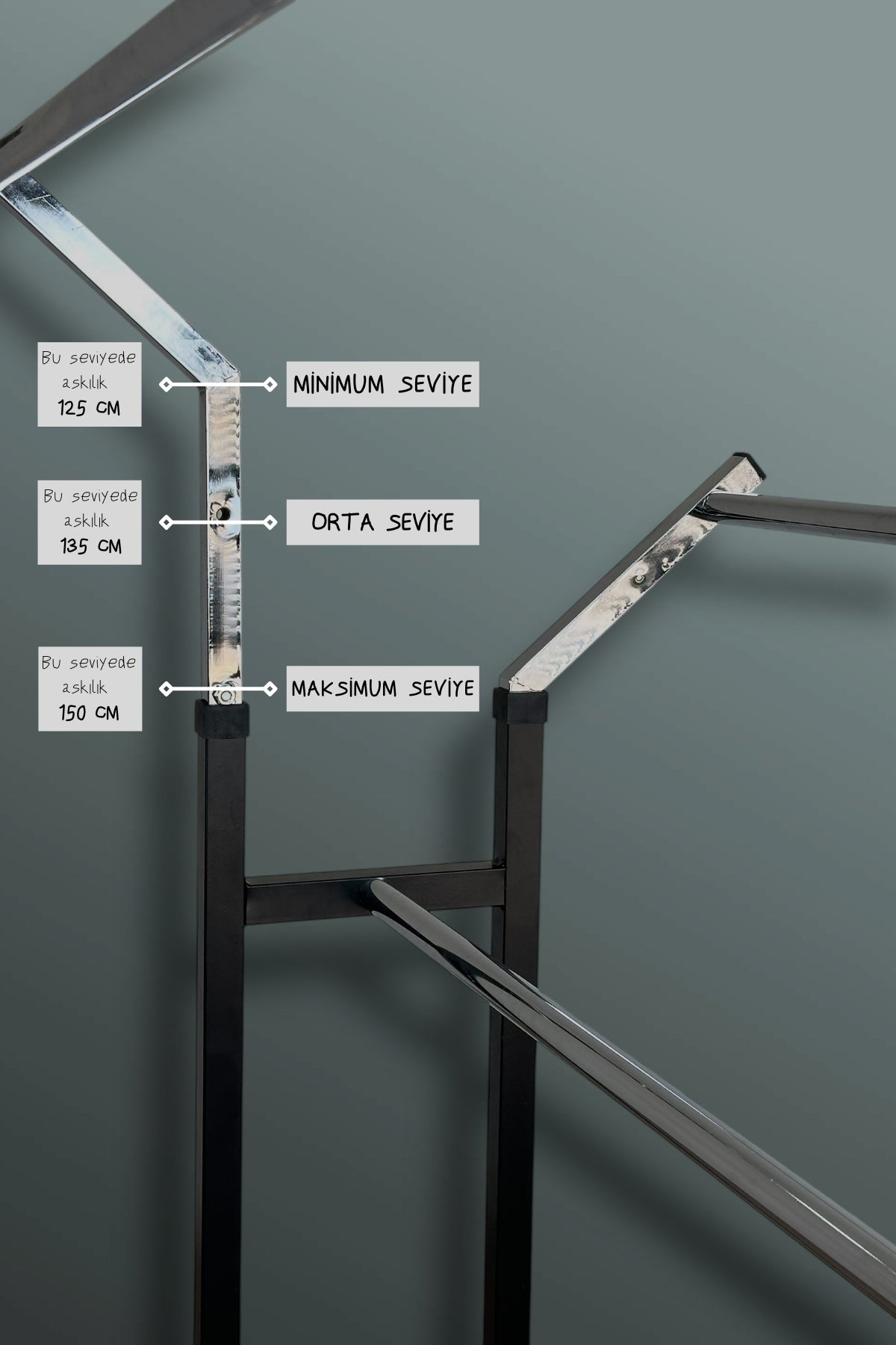 V Ayarlı Askılık Ayarlanabilir Krom Giysi Ve Elbise Askılığı Tekerlekli Mağaza Askılığı