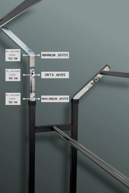 V Ayarlı Askılık Ayarlanabilir Krom Giysi Ve Elbise Askılığı Tekerlekli Mağaza Askılığı